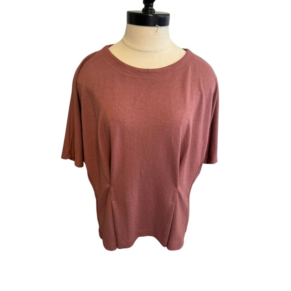 Club Monaco Womens Large Mauve Pleated Waist Dolman Short Sleeve Top